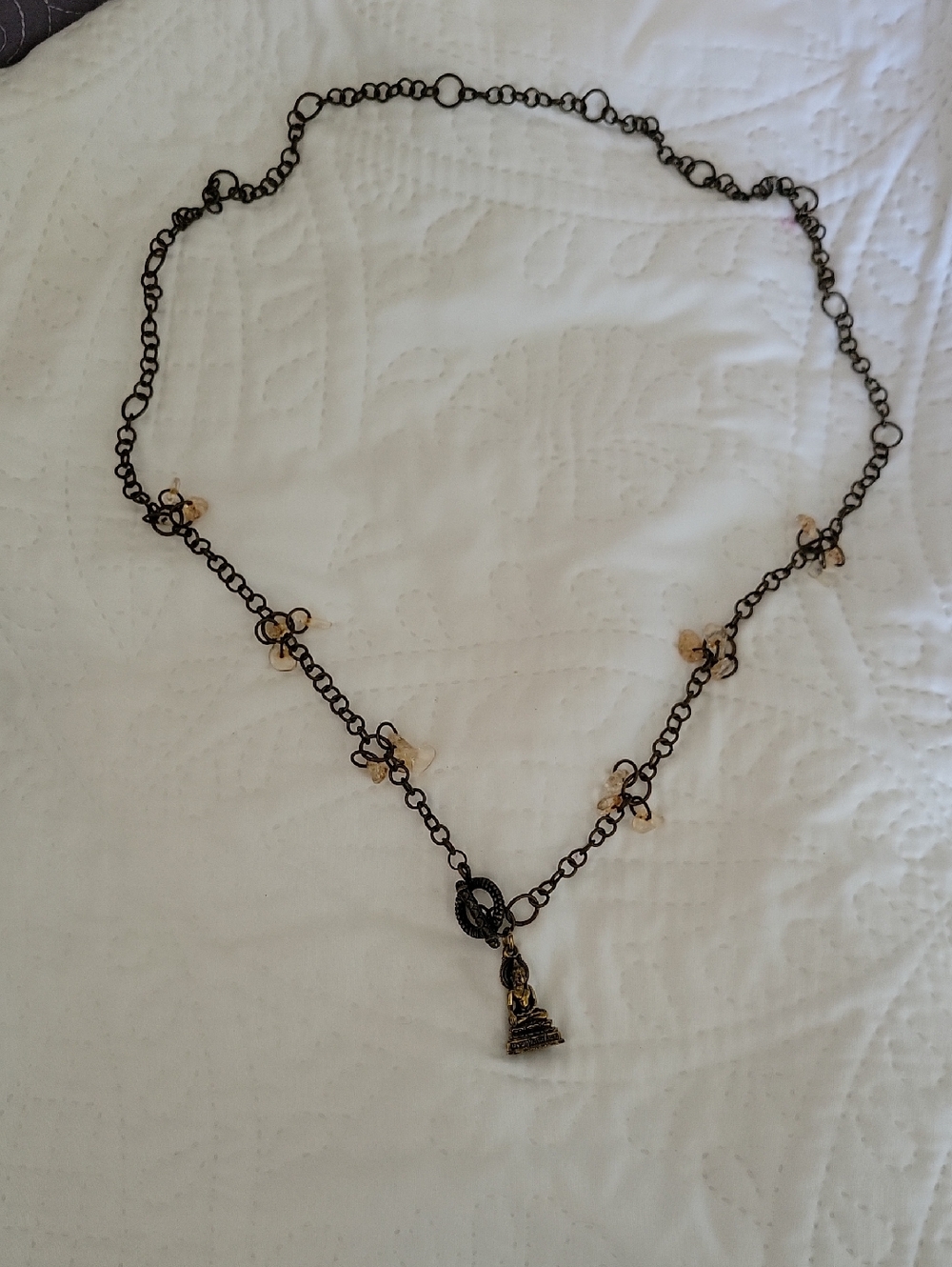 Delicate Black Chain Necklace with Gold Bead Accents
